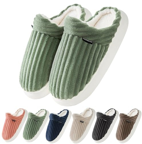 Donpapa Pantofole Donna Uomo Ciabatte Invernali Peluche Casa Comode Schiuma Scarpe Memoria Morbida Antiscivolo Inverno Cotone Slippers Verde mela 270