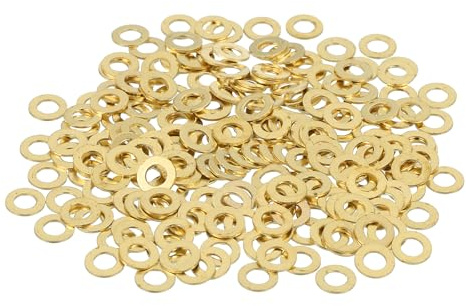 QUARKZMAN 320 Stück Messing Unterlegscheiben 2.5mm Innendurchmesser | M2 Kupfer Unterlegscheiben Dichtungsscheiben Sortiment, 5mm Außendurchmesser, 0.4mm Dicke, Für Maschinenreparatur, Messing