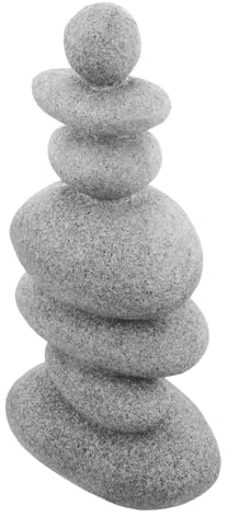BAZEITFLOW Balancing Stacking Stones Ornament Japanese Garden Rock Sculpture 14X9.3X28.5Cm Faux Stone Statue Decor for Indoor and Outdoor Zen Patio Display