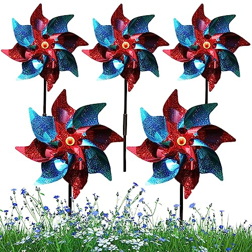 Moulins à vent pour jardin 5 pièces effaroucheur d'oiseaux arc-en-ciel moulinets jouets pour enfants 9, 45 pouces moulinets à vent réfléchissants pour effrayer les oiseaux pour la décoration de jard