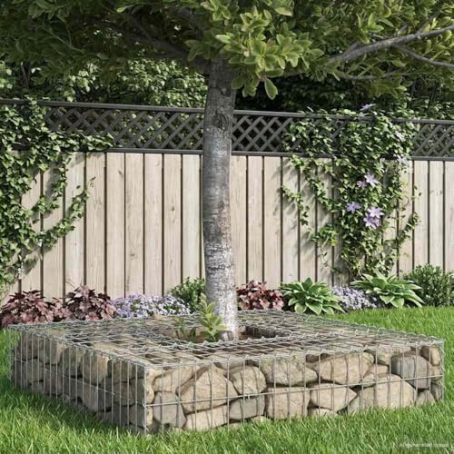 Gaviones para jardín y terraza, 100 x 100 x 20 cm, acero galvanizado, rejilla para roedores