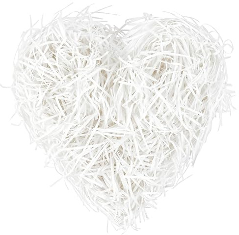 Alaoo 50 g Rackat papper, Rafia Shred papper, strimlat presentkortsfyllning, presentkartongfyllning, lämplig för presentlådor, presentkorgar och gör-det-själv-dekoration(vit)