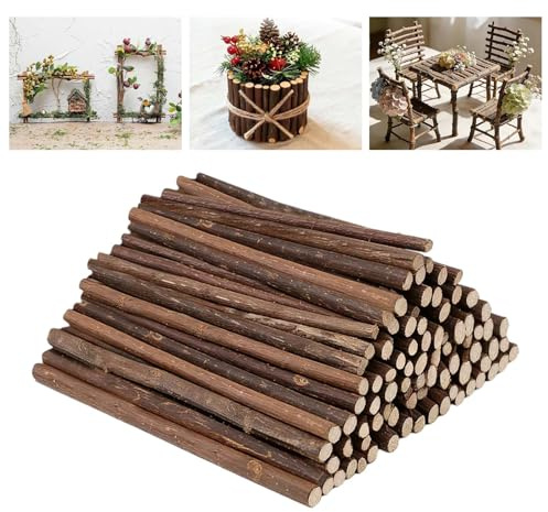 120 Stück Holzstäbe zum Basteln,10cm/15cm Holzblock Sticks Rundstab Zweige Deko für DIY Handwerk und Zweige Deko Holz Baumstamm Holzstab