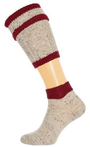 Lusana Herren Trachtenstrümpfe 2 - teiliges Loferl - Set Loden Tweed L479T, Gr. 42/43, Beige (Beigemeliert/Bordeaux 920)