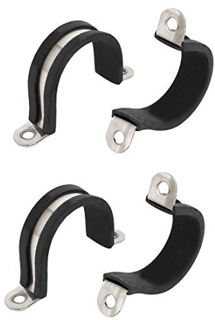 sourcing map 30mm Dmr Gummi gefütterte U Form Schlauchklemme Rohr | 4stk 304 Edelstahl