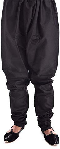 Varmohey Churidar Herren-Reithose, Leinen, Baumwolle, Schwarz