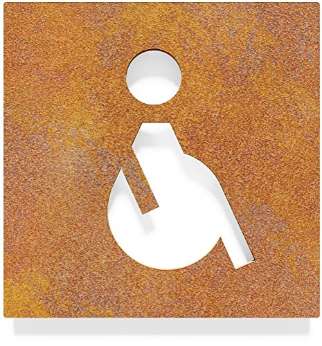 Vintage WC-Schild - selbstklebend - Retro Design Toiletten-Schild - Rollstuhl-Fahrer Piktogramm B-01-R