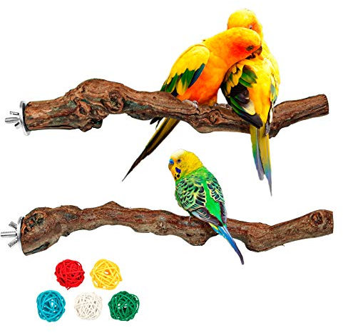 2 Stück Wildes Traubenholz Natur Sitzstangen für Vögel, Papagei Spielzeug Sitzstangen für Vogelkäfige, Vogelkäfig-ständer Vogel Zubehör für Wellensittiche Papageien Nymphensittich Kanarienvogel