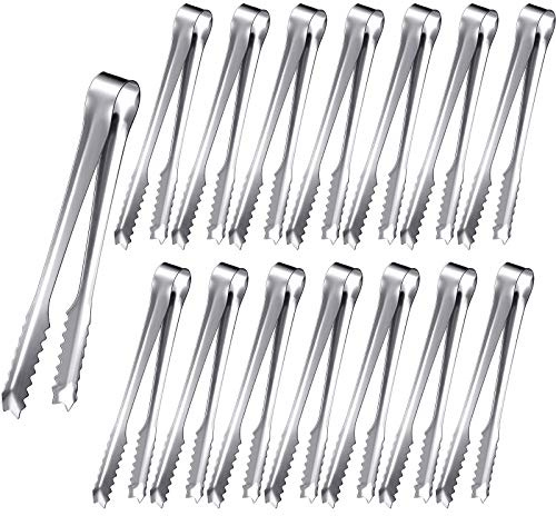 15 Piece Mini Stainless Steel Appetizer Tongs for Tea Party, Coffee Bar, Wedding - 6 Inch