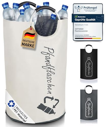 Cottara Recogedor de botellas prémium para botellas de cristal, vacío, ideal como almacenamiento de botellas de retención, recipiente para recoger botellas de retención, extra grande 69 l, blanco