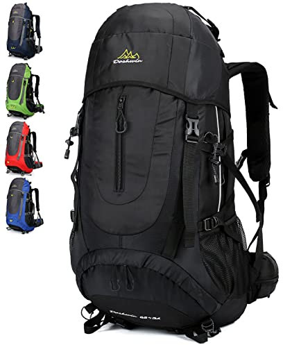 Doshwin 70L Trekkingrucksack Campingrucksack Reiserucksack Wanderrucksack Großer Rucksack für Damen Herren (Schwarz)