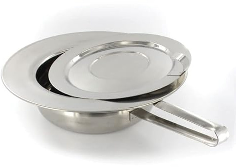 EDELSTAHLPFANNE MIT DECKEL - 320 x 85 mm - mit Griff