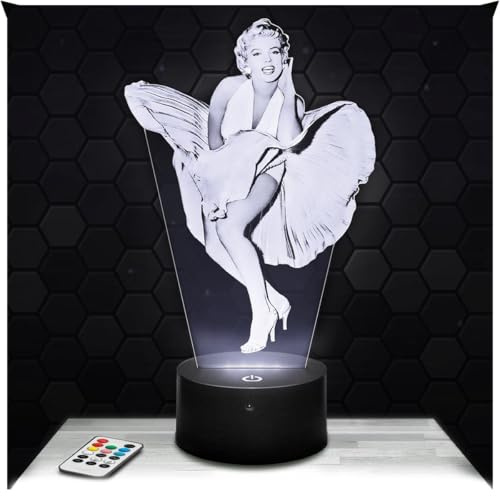 Lampephoto.fr - Lampe 3D Nachtlicht Schauspielerin, Kino | Made in France, Sockel & Größe wählbar, dimmbar, Batterie-/USB-Betrieb, HD-Lasergravur, Geschenk für Sie & Ihn