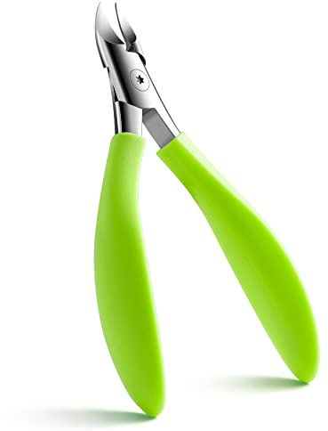 FVION Nagelzangen für Fußnägel Profi – Edelstahl Fussnagelschere für Dicke & Eingewachsene Nägel, Nagelschere Fußnägel & Fingernägel, Weicher Rutschfester Griff - Grün