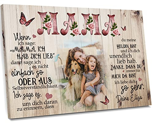 Love Faith personalisierte Leinwand - Für Mama - 30x20 cm | Edle Leinwand - Lade ein Lieblingsfoto hoch & gestalte dein Wandbild - Liebevolles Geschenk für Mama, 30x20cm