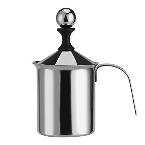 Milchaufschäumer Manuell - 400 Ml / 800 Ml Edelstahl Mit Doppeltem Netz, Kaffeeschäumer Mixer Whisker (400 ML)