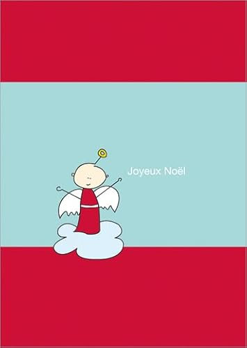 Kartenkaufrausch Im 5er Set: Französische Weihnachtskarte mit lustigem Weihnachtsengel auf einer Wolke: Joyeux Noël