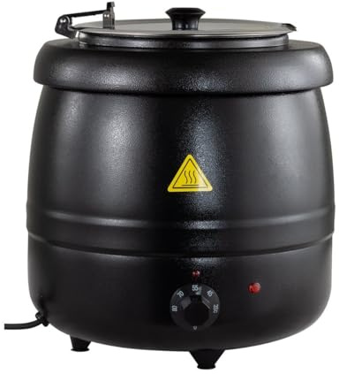 GastroHero Suppentopf, 10L, Saucen- & Suppenwärmer, Schwarz, STS-ECO-10 | Temperaturbereich 35°C - 95°C, auch für Currysoße, Bratensoße, Eintöpfe oder Chili, 37 (H) x 34 Ø cm, einfache Reinigung