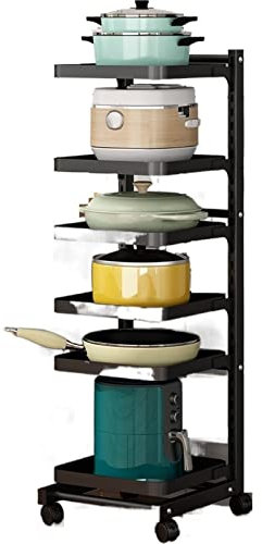 Shelves for Storage Floor To Floor Multi Story Kitchen Corner Storage Rack With Seam Corner Pot Storage Overhead Air Fryer Electrical Storage Rack Storage Rack (Color : Gold)