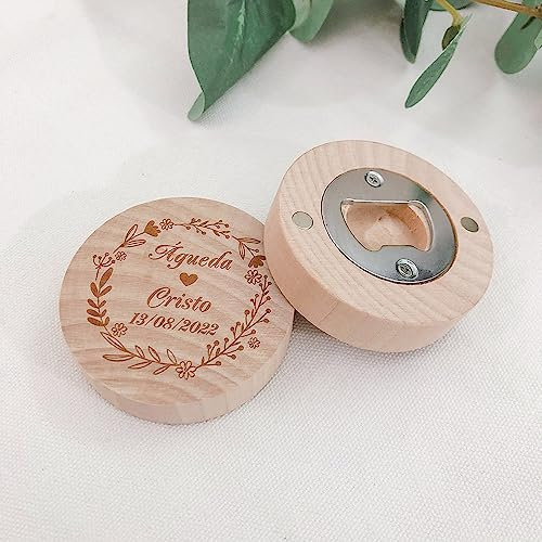 Bomboniera Personalizzata Bomboniera in Legno Incisa Magnete per Frigorifero, Apribottiglie Birra Invitato A Un Matrimonio Souvenir Regalo, Decorazione Apribottiglie Bomboniera Azienda Anniversario