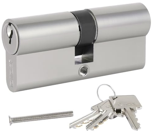 DIDA® 70mm(35/35) Euro Cylinder Lock,UPVC Door Lock Barrel with 3 Keys,High Security,Anti-Pick Anti-Bump Anti-Drill,Nickel Finish,Suitable for All Door Types,BS EN 1303:2006