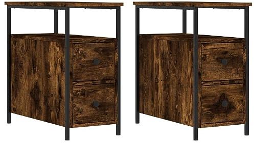 vidaXL Tables de Chevet 2 pcs chêne fumé 30x60x60 cm Bois d'ingénierie, Table de Chevet, Meuble de Chambre à Coucher, Armoire latérale, Armoire
