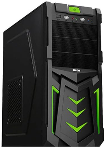 Caja ATX Ordenador Pc Gaming de Sobremesa Exeom® Devil Verde USB Frontal S/Fuente