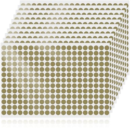YIKIADA 2600 Stück Gold Klebepunkte Etiketten 13 mm Vinyl Selbstklebende Beschriften Kreis Aufkleber Wasserdicht Klebeetiketten für Markierung