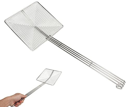 BEIJIALY Schiumarola Quadrata a Maglia Fine, Mestolo per Schiumarola con Filtro Quadrato in Acciaio Inossidabile per Cucinare Friggere Gadget da Cucina Colino a Rete Cucchiaio per Pasta(Maglia grossa)