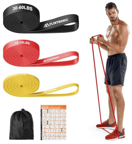 Flintronic Resistance Bands Set, 3 Different Levels Exercise Bands, Pull Up Bands Set for Men Women, Workout Bands for Home, Gym, Muscle Toning, Yoga, Stretch Mobility, Strength Training
