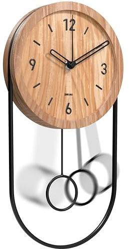 Driini Modern Wooden Pendulum Clock (Black) (Light Wood)