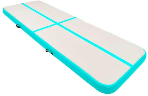 Sufrk Aufblasbare Gymnastikmatte mit Pumpe 300x100x15 cm Trainingsmatte Turnmatte TurngeräTe Aufblasbare Gymnastikmatte PVC Grün