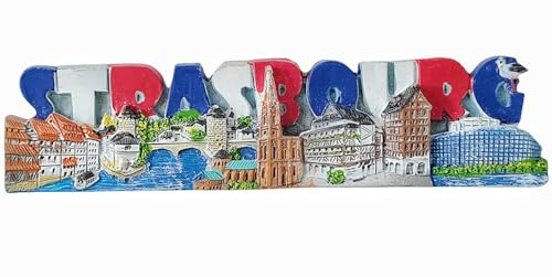 Kühlschrankmagnet, Motiv: Straßburg, Frankreich, Souvenir, Kühlschrankdekoration, handbemalt, Basteln, Andenken