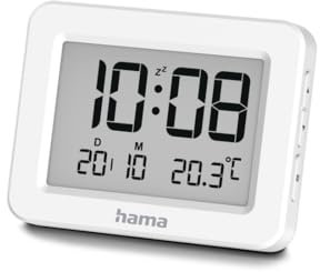 Hama I Reloj Despertador Digital (KOS, Reloj sobremesa, Alarma, Sensor táctil, Pilas) Blanco