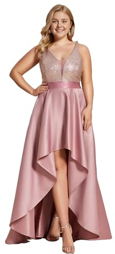 Ever-Pretty Women Plus Size Prom Dress Satin Sequin High Low Orchid 22