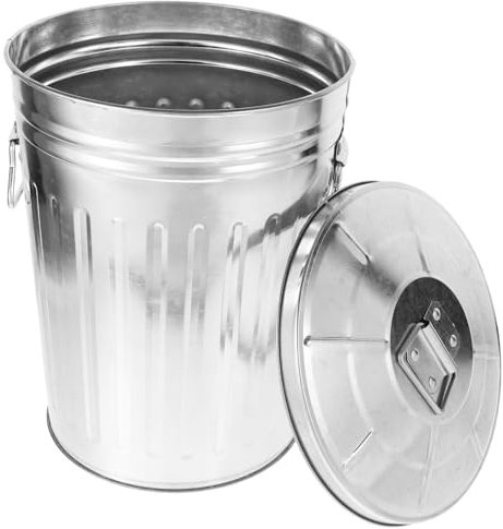 SOLUSTRE Papelera De Metal Redonda Con Tapa, Cubo De Basura 8l, Acero Resistente Corrosión, Exterior e Interior, Para Cocina y Oficina, Cubo Basura Funcional y Práctico