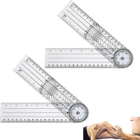 2 Stück Winkelmesser,Goniometer Physiotherapie,PVC Medizinischer Winkelmesser 360° Winkel Transparenter Gelenkmesser,Spinal Lineal Winkellineal,Protractor Gradmesser für Physiotherapie,Sporttherapie