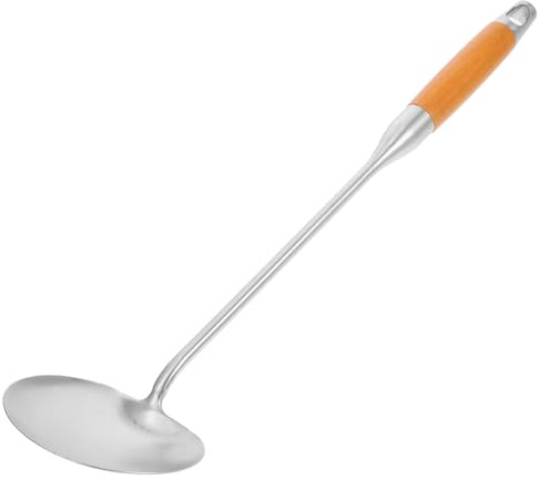 PRETYZOOM Spatola Per Wok in Acciaio 304 Con Manico in Legno Termoisolante, Utensile Da Cucina Robusto e Resistente Al Calore, Cucchiaio Per Friggere e Mescolare Per Chef e Uso Domestico