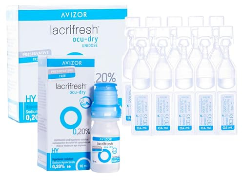 Avízor Lacrifresh Ocu-Dry 0.20% Single-Dose Eye Drops – 20 Ampoules (0.4 ml) + 10 ml Bottle Relief for Irritation, Dryness, and Hypersensitivity | Preservative-Free | Contact Lens Compatible