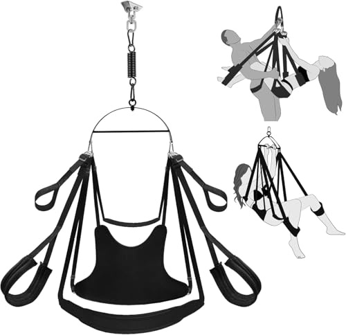 Sex-Schaukel 360° drehbar, Indoor-Decken-Gurt mit hochwertigem Ständer, super verbreiterter Komfortsitz, BDSM-Sexspielzeug-Set für Erwachsene (Grey)