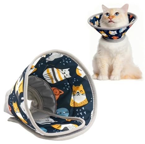 JYNXOR 1 pcs Halskrause Katze Weich, Schutzkragen Katze, Katzen Halskrause für Nach Operationen und Verletzungen, Einstellbarer Halskrausen für Katzen,Verhindert das Lecken von Wunden Katzenkragen