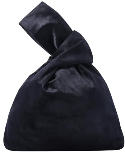 CRASPIRE Borsa da Polso con Nodo da Donna in Velluto Pochette Nera Borsa da Sera Mini Borsa Piccola Tote Portafoglio per Telefono in Tessuto Stile Elegante Portatile Porta Monete da Viaggio Porta