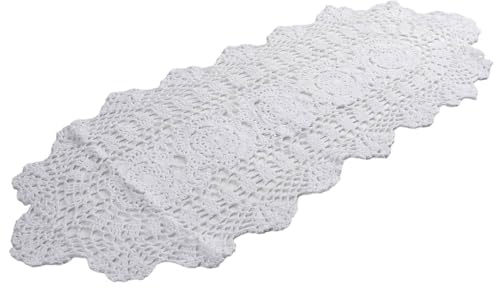 Gettimore Runner da tavola vintage in pizzo all'uncinetto, in cotone, fatto a mano, design floreale, per tavolo da pranzo, bar, hotel, decorazione (30 x 80 cm)