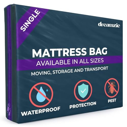 Dreamzie Coprimaterasso in Plastica Opaca 90x200 cm, Custodia Materasso per Trasloco, Stoccaggio e Trasporto con Cerniera (Spessore 30 cm), Resistente Agli Strappi