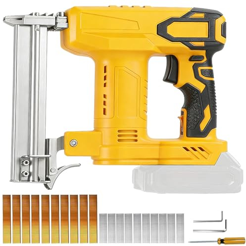 Cordless Nail Gun for Dewalt Battery, 2 in 1 Electric Brad Nailer with 1000 Nails and 1000 Staples, Staples 80 Shots/Min Brushless Brad Gun for Home Improvement, Woodworking (No Battery)
