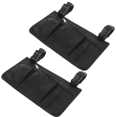 Gatuida 2pcs Pochette pour Bras de Fauteuil Roulant avec Gobelet Intégré en Tissu Oxford pour Déambulateur et Fauteuil