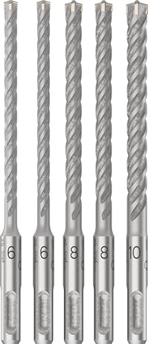 Bosch 5x Coffret de forets pour perforateur PRO SDS plus-5X (pour Béton, Briques silicocalcaires, Ø 6,0, 6,0, 8,0, 8,0, 10,0 mm, Professional Accessoire Marteau burineur, Brise-béton)