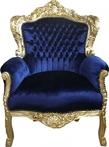 Casa Padrino Barock Sessel 'King' Royalblau/Gold