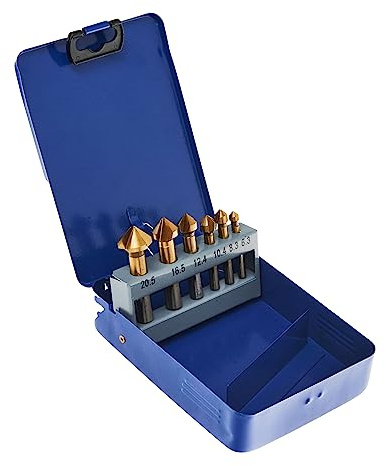 Weischer® - HSS Kegelsenker Set | 6-teilig Ø 6,3-20,5 mm Senkbohrer Entgrater | Titan TIN | Bohrer für Holz, Kunststoff & Metall