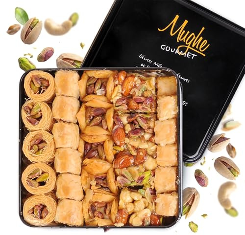 Mughe Gourmet Baklava Pistache 750g, Boîte Métallique Cadeau Double Couche